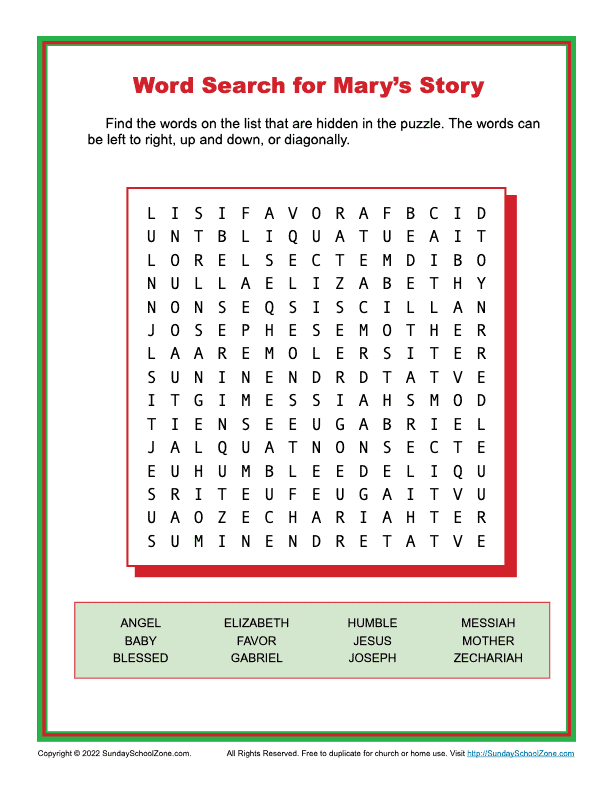 printable word searches christmas story