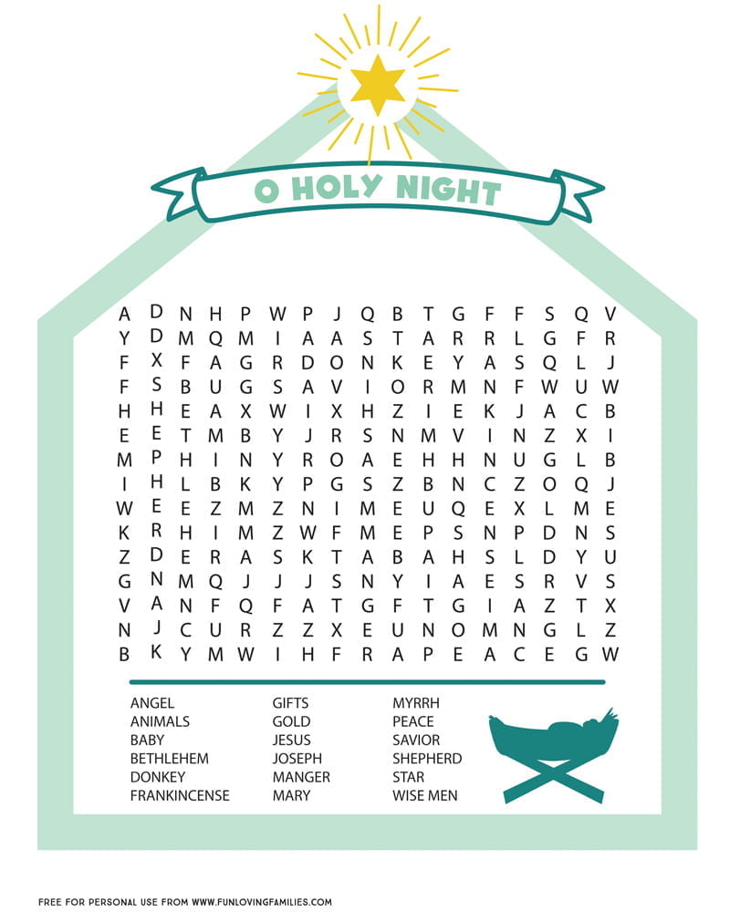 printable word searches christmas story