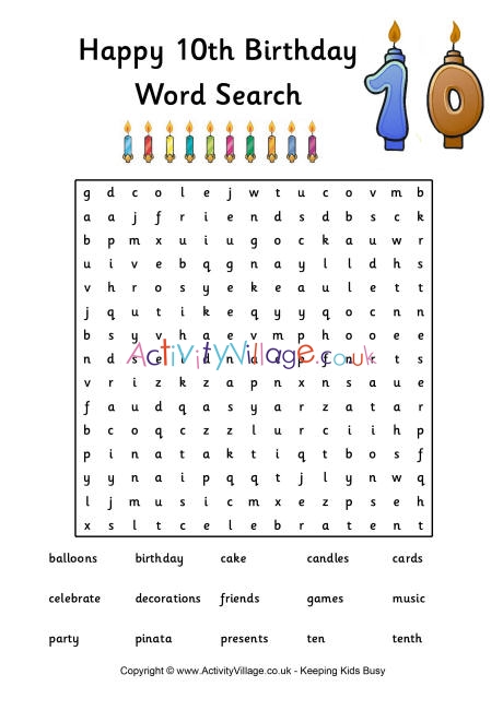 printable word searches for 10 year olds