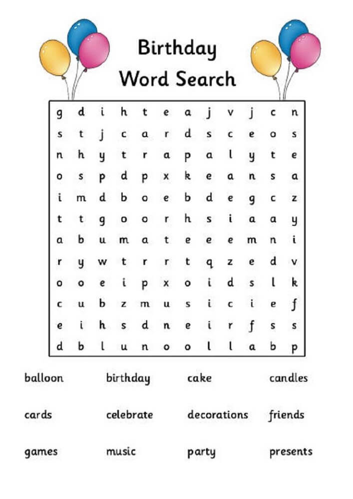 Word Search for Kids – Printable Coloring Pages