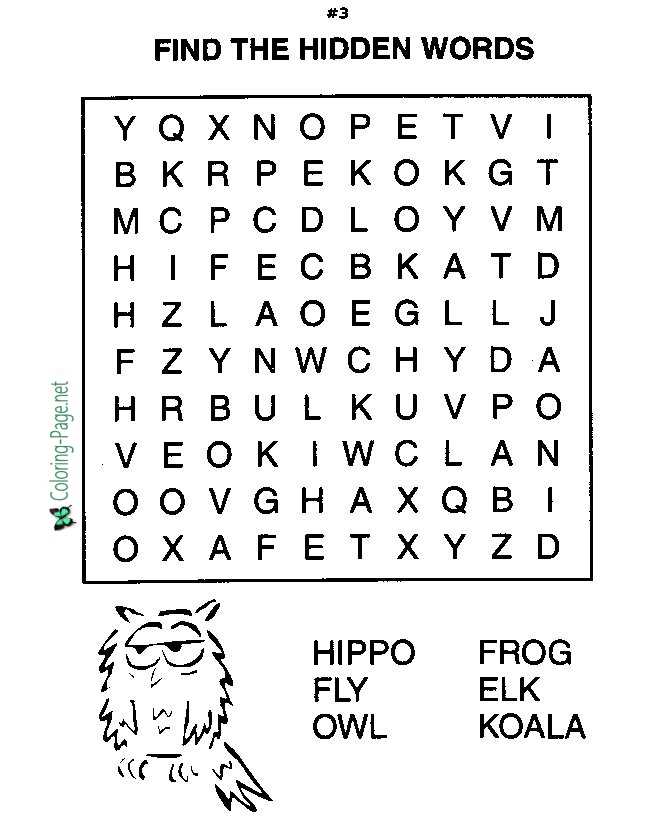 printable word searches for kids