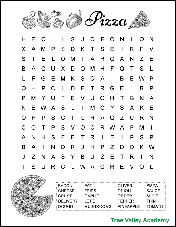 Pizza Word Search for Kids
