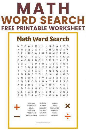 printable word searches math