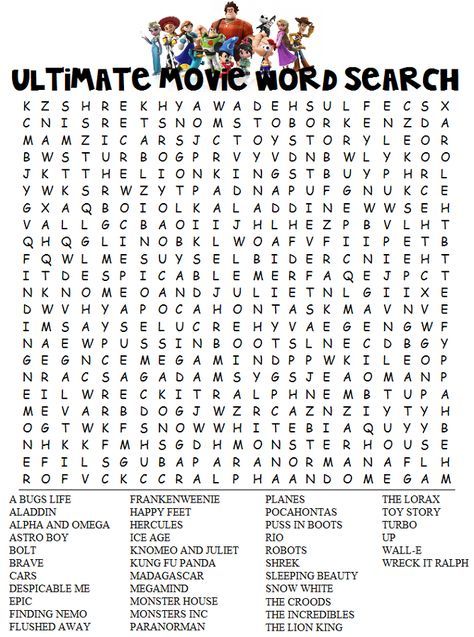 printable word searches movies