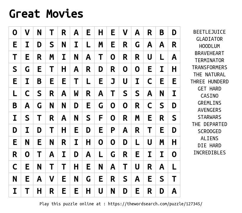 printable word searches movies