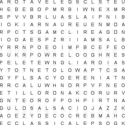 printable word searches music