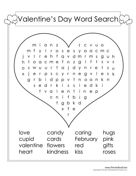 printable word searches valentines