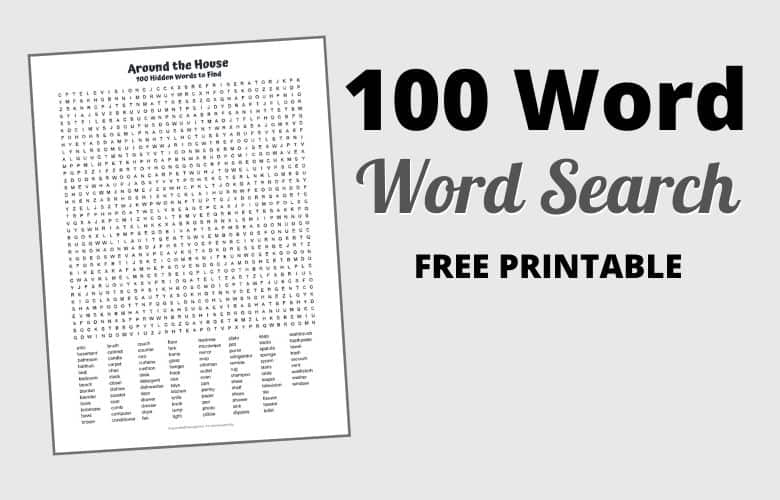 100 Word Word Search PDF - Free Printable Hard Word Search