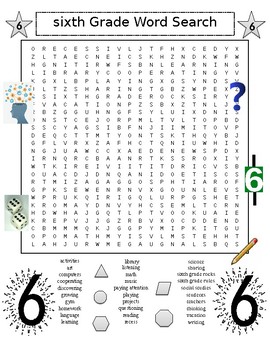 Sixth Grade Word Search Puzzle