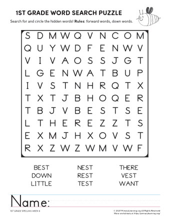 printable wordsearch for grade 6