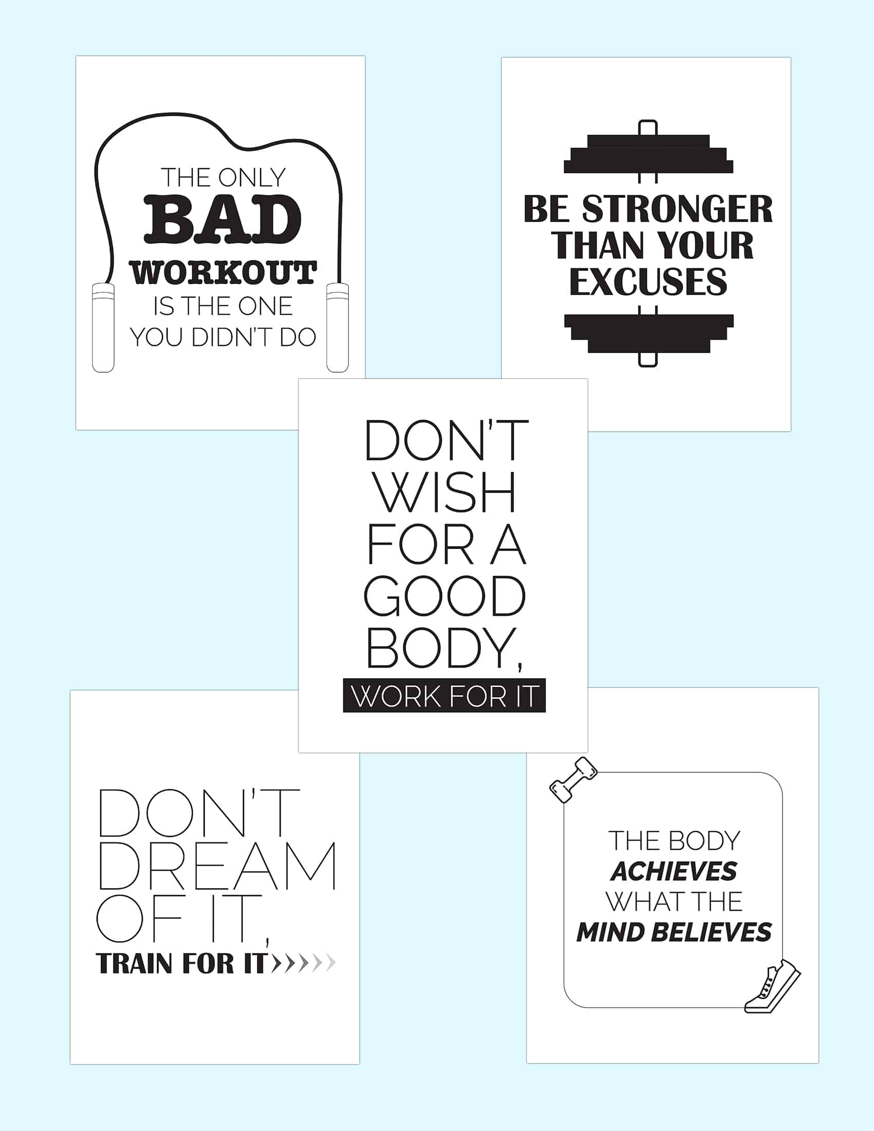 5 Printable Inspiring Fitness Motivation Quotes - Freebie Finding Mom