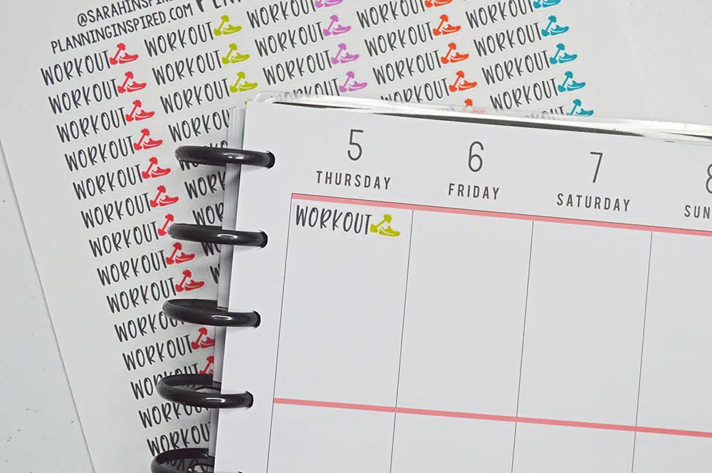 Printable Workout Planner Stickers - Planning Inspired