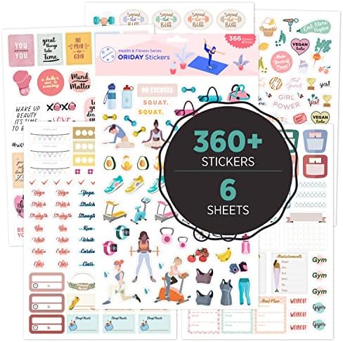 Oriday Health &  Wellness, Workout - Set of 366 Stickers, 6 Sheets ...