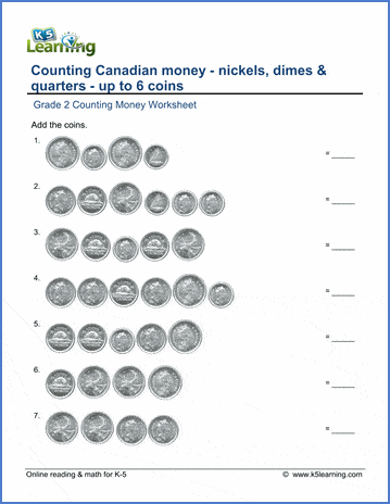 printable worksheet counting canadian money