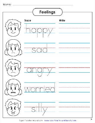 printable worksheet feelings