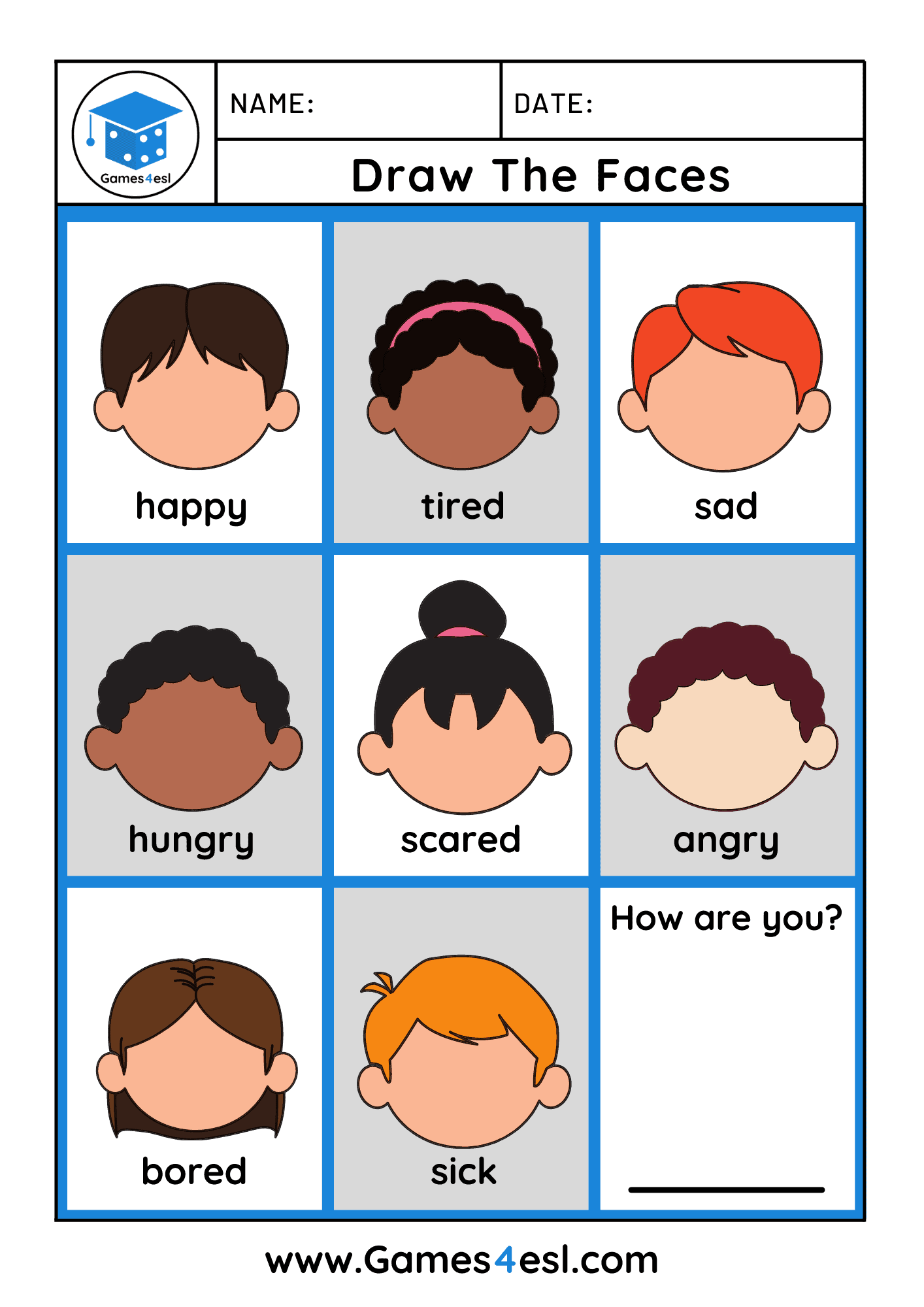 Free Feelings Worksheets | Games4esl