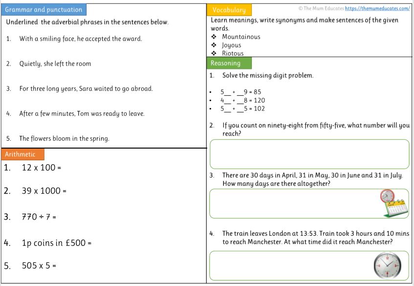 Free Year 4 Worksheets - The Mum Educates