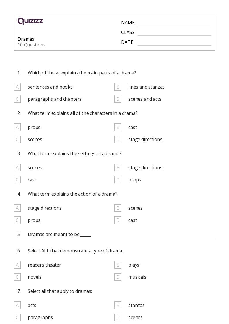 50+ Readers Theater worksheets for 4th Grade on Quizizz | Free ...