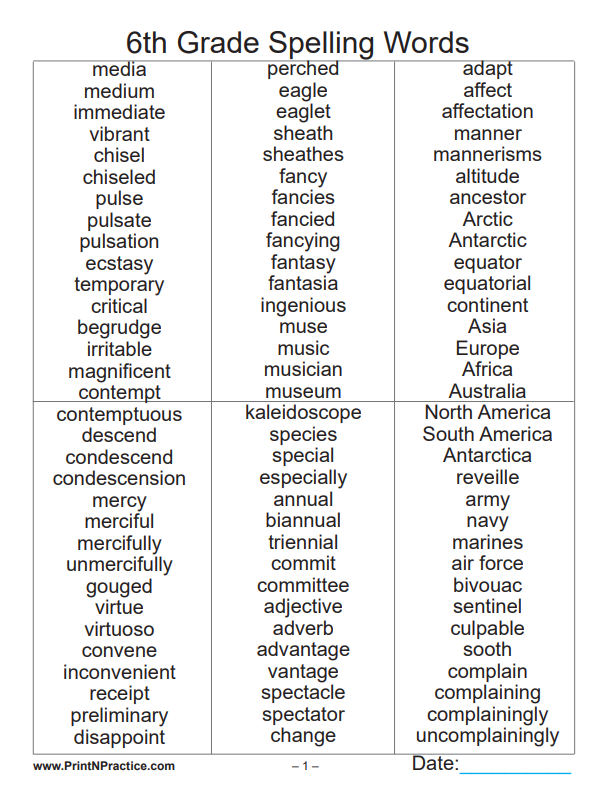 Sixth Grade Worksheets ⭐ Practice Math, Grammar, Spelling, Writing