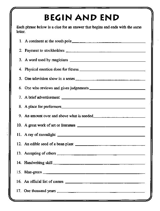 printable worksheet for adults