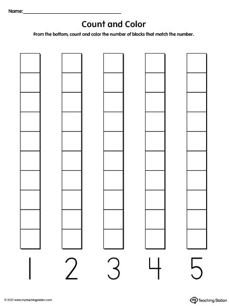 Count and Color Numbers 1-5 Printable Worksheet ...