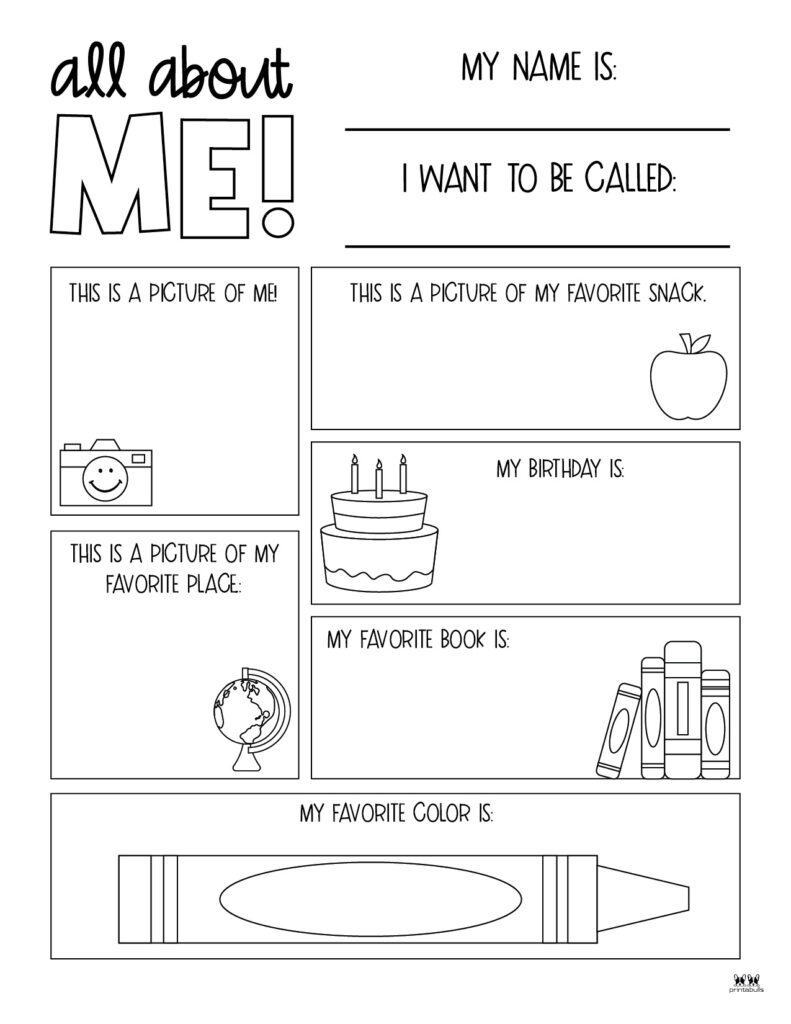 All About Me Printable Worksheets - 50 FREE Printables | Printabulls