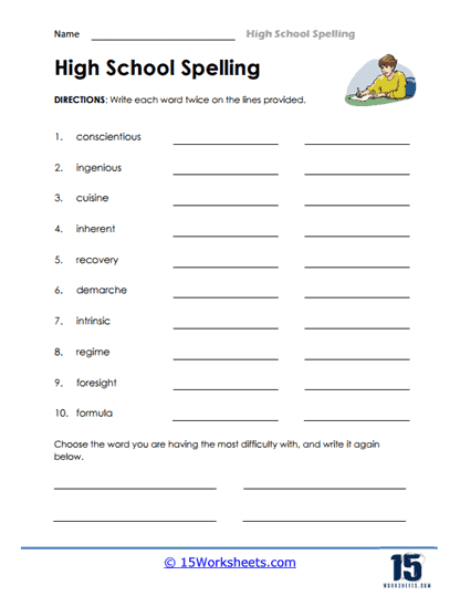 High School Spelling Worksheets - 15 Worksheets Library