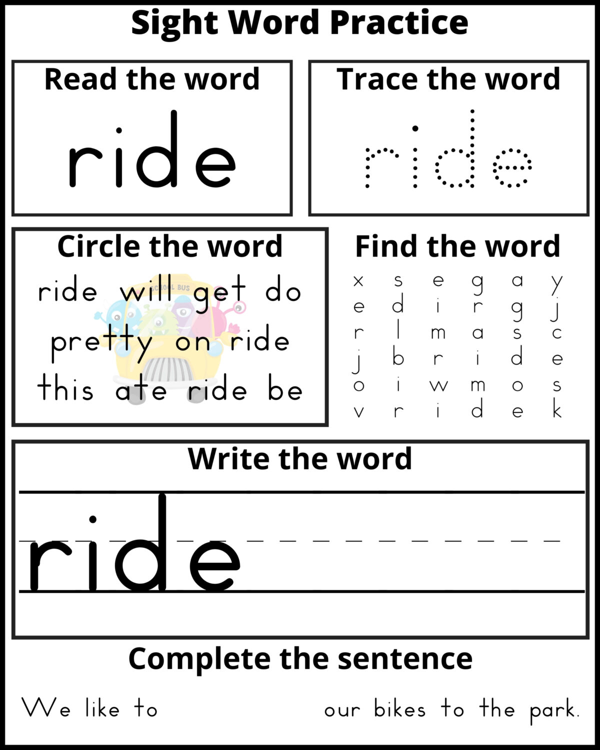 Free Printable Kindergarten Sight Word Practice Sheets - Frugal ...