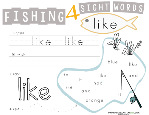 printable worksheet for kindergarten sight