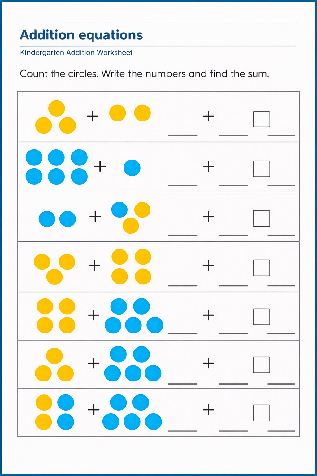 Free Preschool &  Kindergarten Simple Math Worksheets - Printable ...