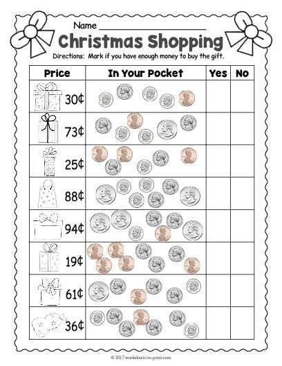 printable worksheet for money
