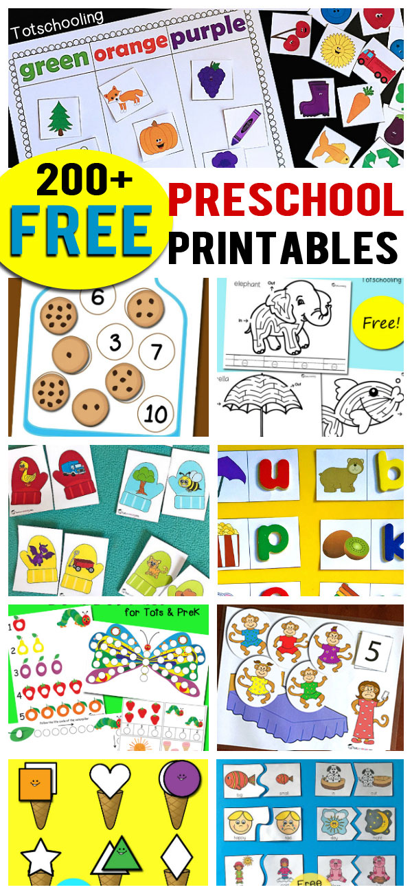 200+ Free Preschool Printables &  Worksheets