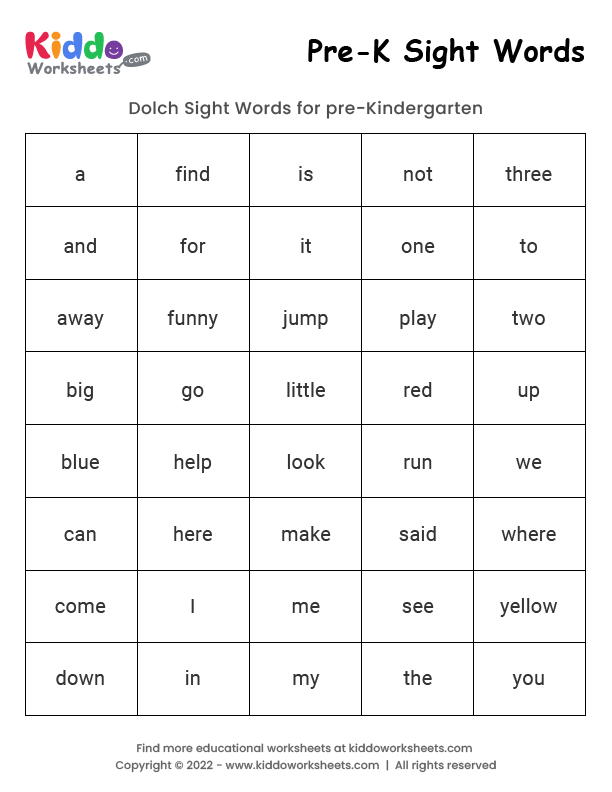 printable worksheet for pre k