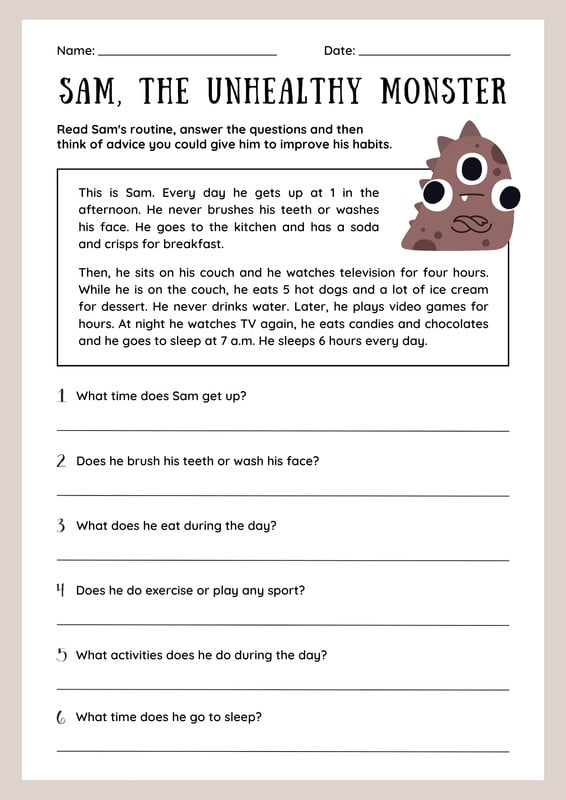 Free custom and printable reading worksheet templates 
