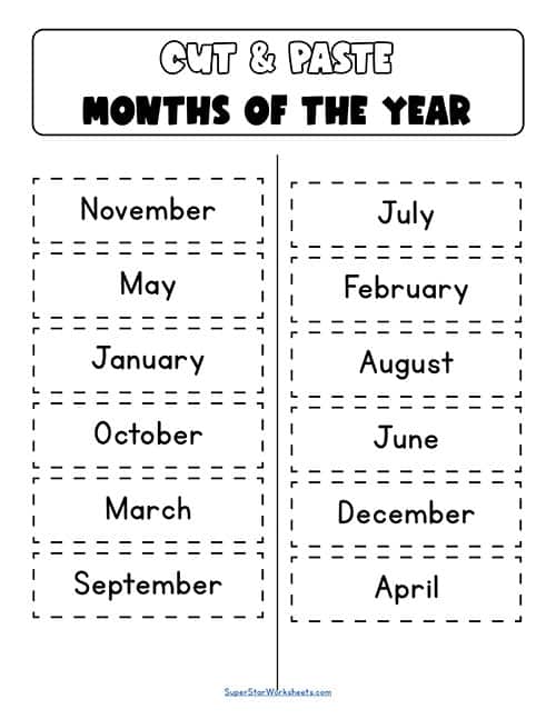 Months of the Year Worksheets -Worksheets Library
