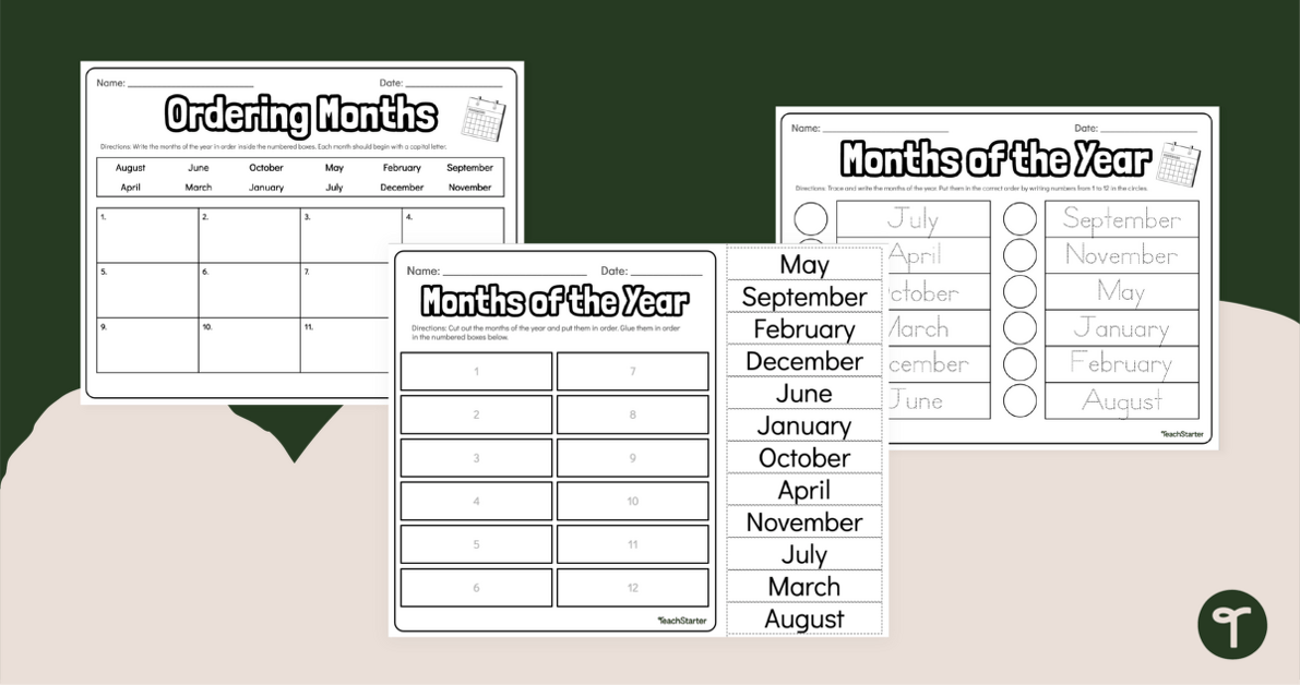 Months of the Year Worksheets - Ordering | Teach Starter