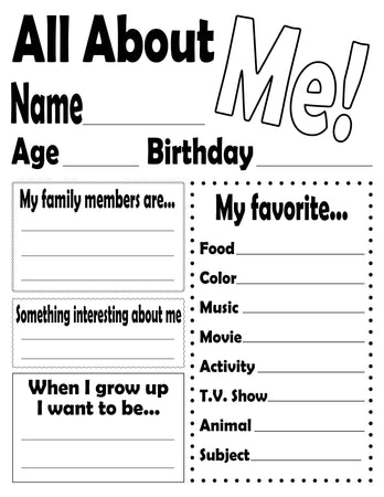All About Me Worksheet and Printable Poster