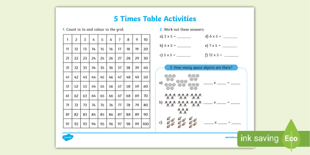 FREE! - 5 x Tables Worksheet - Maths Resources - Twinkl
