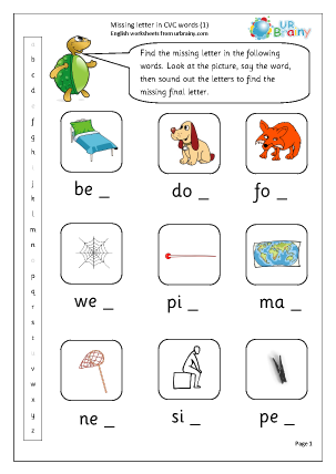 More CVC Words and Activities - URBrainy.com