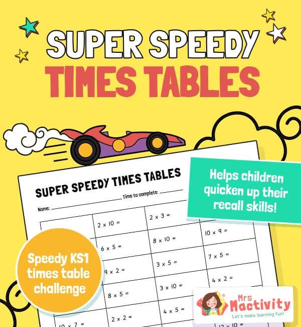 Super Speedy KS1 Times Table Practice Worksheet | KS1 Timetable ...