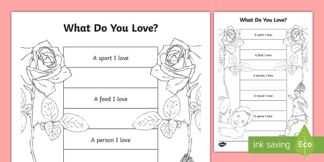 printable worksheet love
