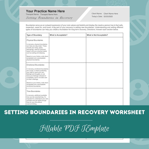 Setting Boundaries in Recovery Worksheet | Editable / Fillable / Printable  PDF | Counselors, Psychologists, Psychiatrists, Therapists
