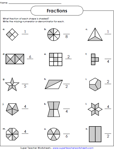 printable worksheet on fractions
