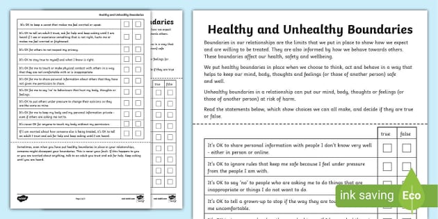 printable worksheet on healthy relationships