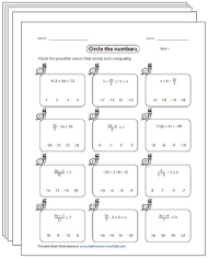 Inequalities Worksheets
