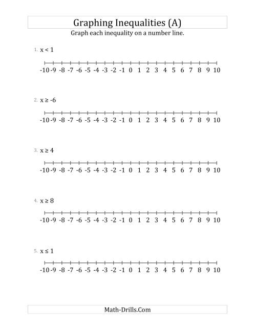 printable worksheet on inequalities