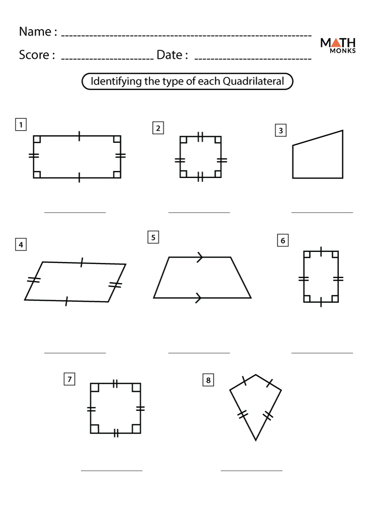 printable worksheet on quadrilaterals