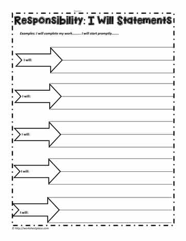 Responsibility I Will Statements Worksheets