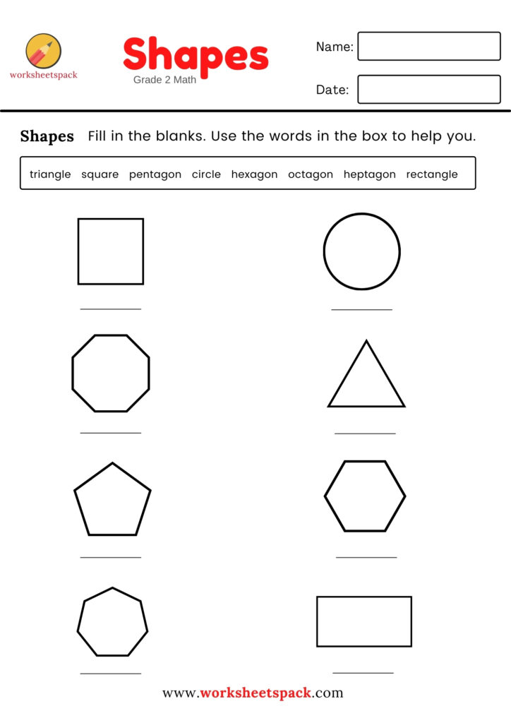 2D Shapes Printable Worksheet - worksheetspack