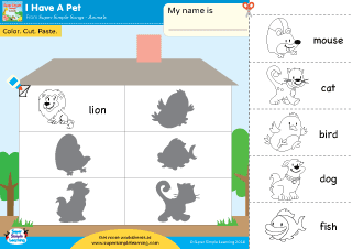 I Have A Pet Worksheet - Color, Cut, &  Paste - Super Simple
